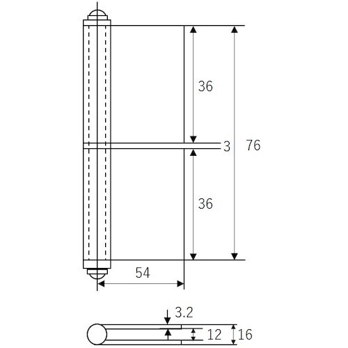 WAKI 鉄旗丁番 O‐007 右 75mm