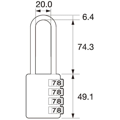 WAKI 可変式文字合せ錠 IB−128 ツル長4