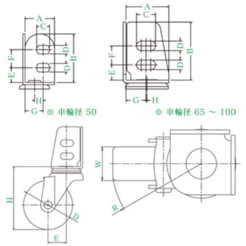ユーエイ アングル 自在 キャスター ウレタン 車