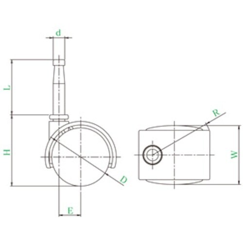ユーエイ 差し込み式 自在 双輪キャスター ナイロ
