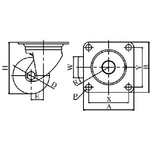 ユーエイ プレート式 自在 ステンレス低床キャスタ