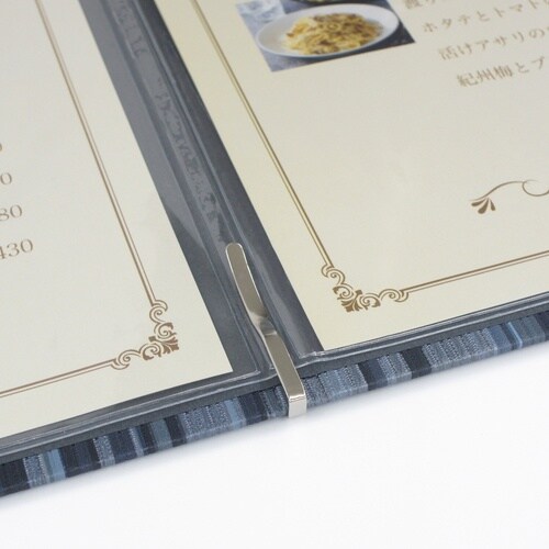 OP メニューファイル レザー調 A4 4頁 青