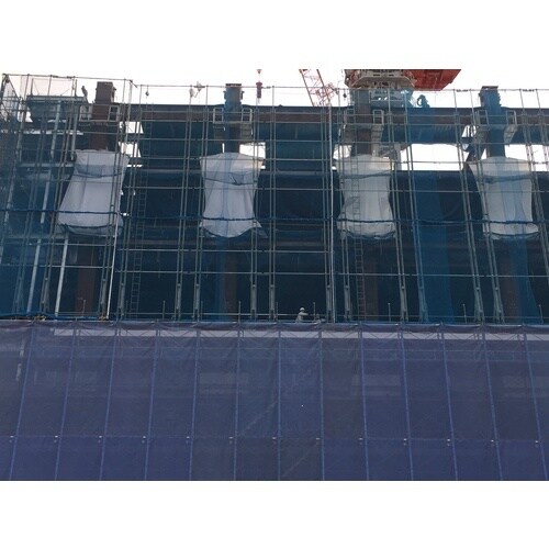 TRUSCO 防炎建築養生ネット青1.8Φ 幅5m