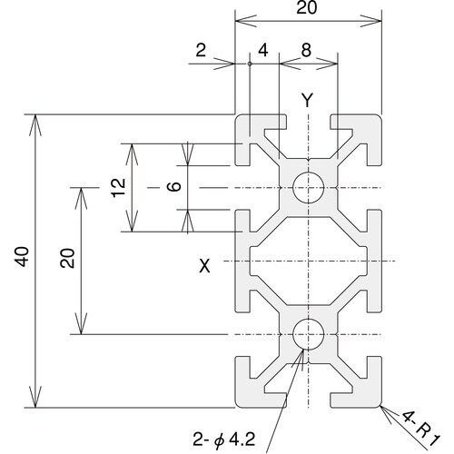 TRUSCO TSF20フレーム20X40−100