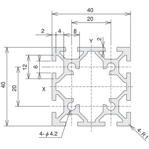 TRUSCO TSF20フレーム40X40−100
