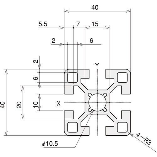 TRUSCO TSF20フレーム40X40−300