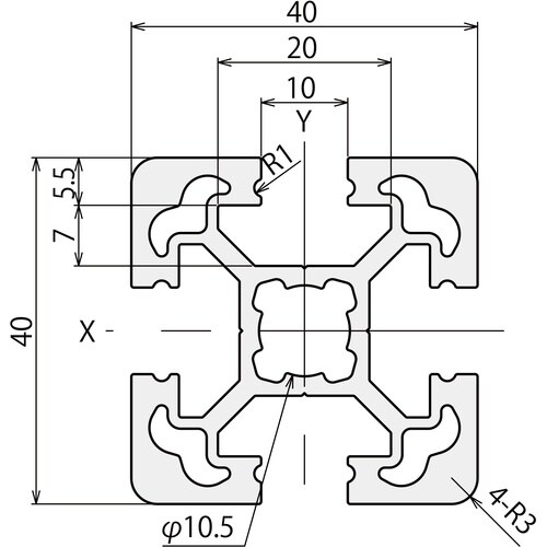 TRUSCO TSF40フレーム40X40−150