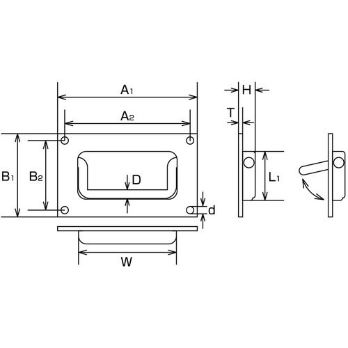 水本 ステンレス トランク取手 122mm×78m