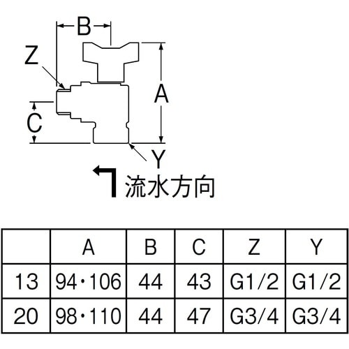 SANEI ナット付逆止付アングルボールバルブ