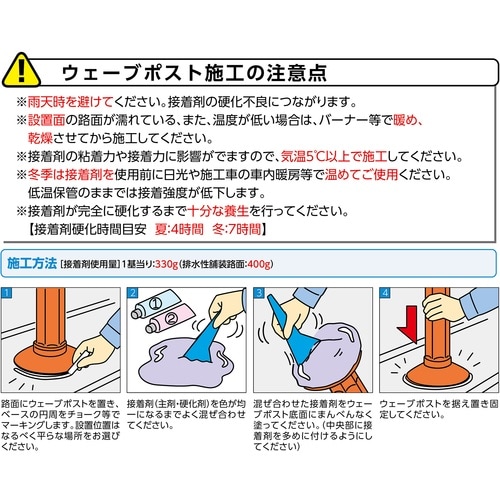 緑十字 ウェーブポスト(車線分離標) オレンジ W
