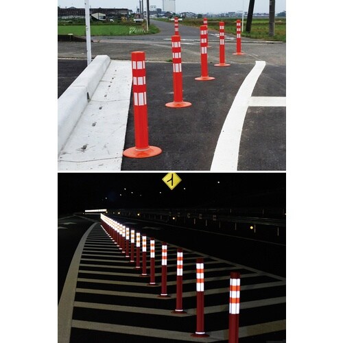 緑十字 ウェーブポスト(車線分離標) オレンジ W