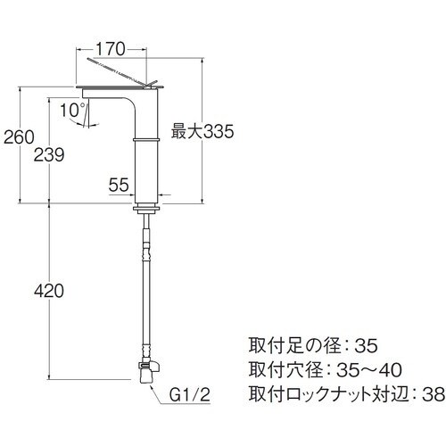 SANEI シングルワンホール洗面混合栓