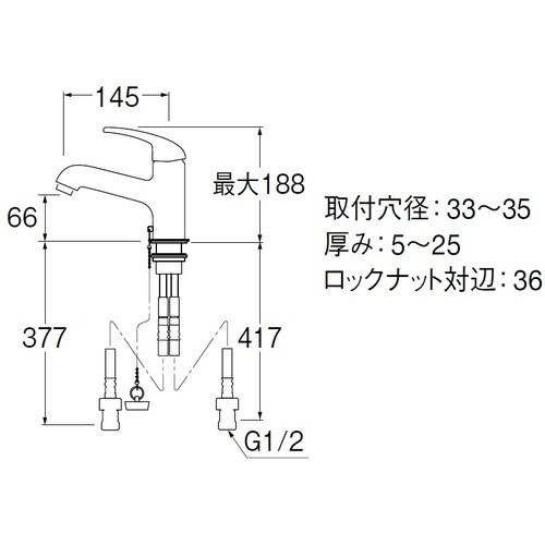 SANEI シングルワンホール洗面混合栓