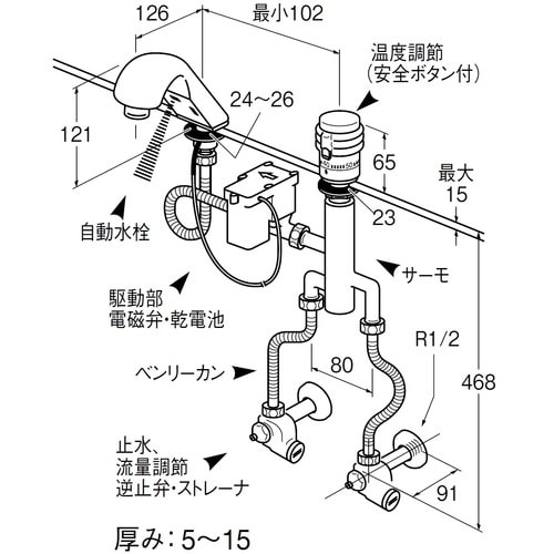 SANEI サーモ付自動洗面混合栓