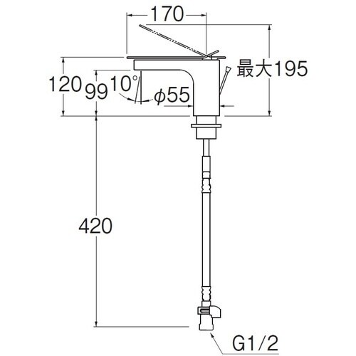 SANEI シングルワンホール洗面混合栓