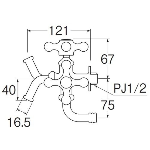 SANEI 万能二口横水栓