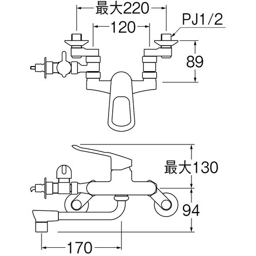 SANEI シングル分岐混合栓
