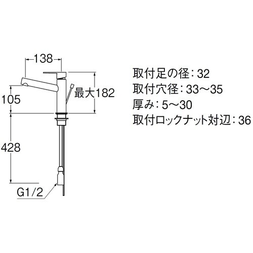SANEI シングルワンホール洗面混合栓