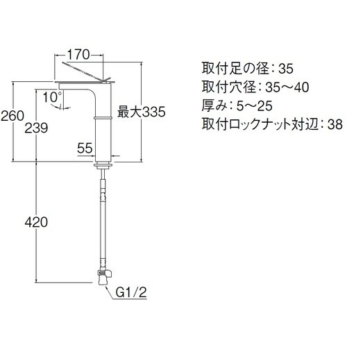 SANEI シングルワンホール洗面混合栓