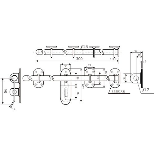 WAKI ユニクロ丸棒貫抜 BK−317 300