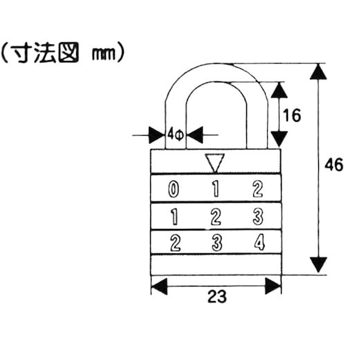 WAKI 丸文字合せ錠 23mm 3段