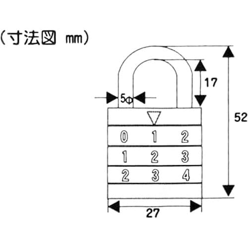 WAKI 丸文字合せ錠 28mm 3段