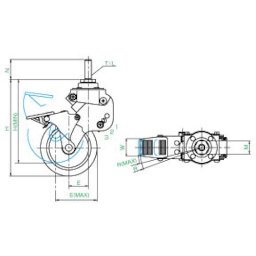 ユーエイ ねじ込み式 自在 クッションキャスター