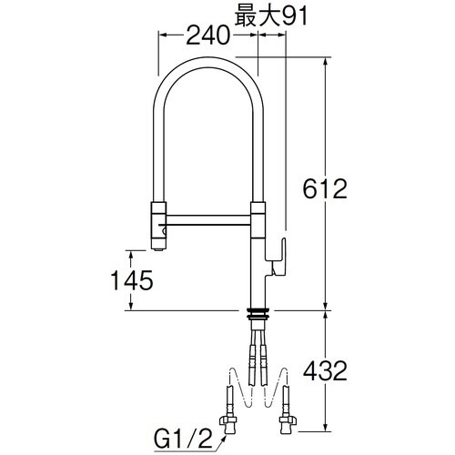 SANEI シングルワンホールスプレー混合栓