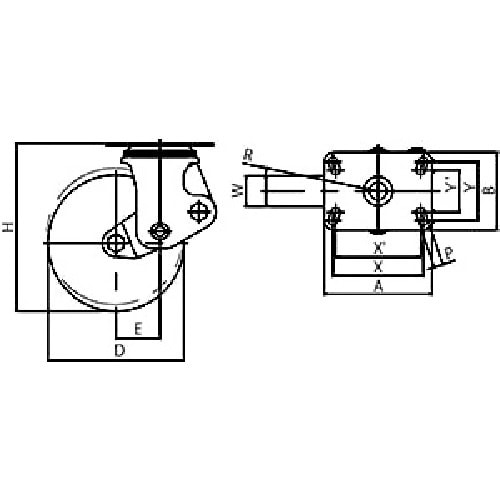 ユーエイ プレート式 自在 クッションキャスター