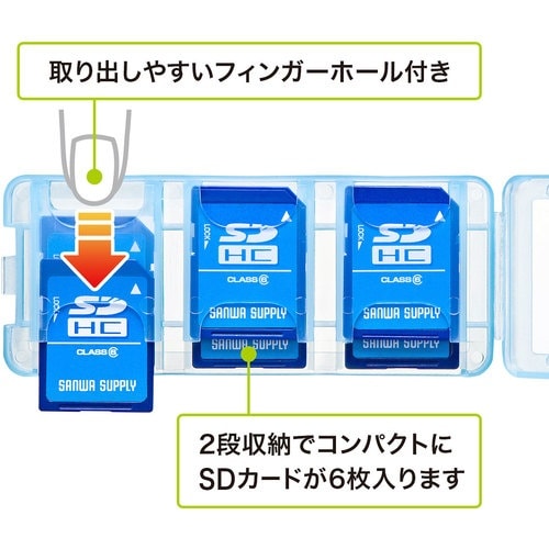 SANWA SDカードケース(6枚収納・クリアブル