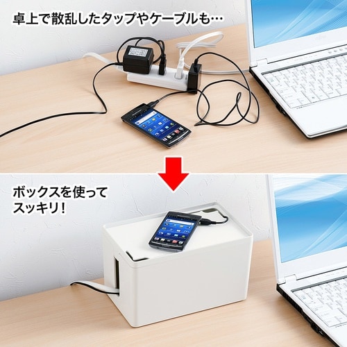 SANWA ケーブル&タップ収納ボックス
