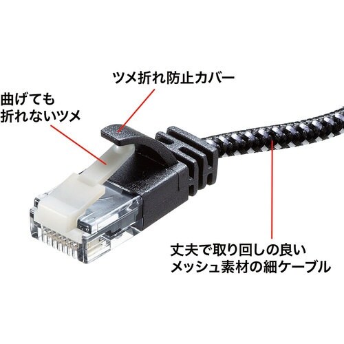 SANWA つめ折れ防止カテゴリ6A細径メッシュL
