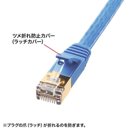 SANWA カテゴリ7フラットLANケーブル ブル