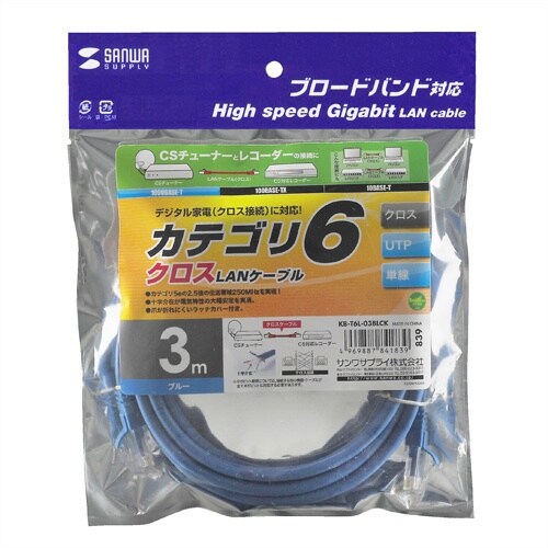 SANWA カテゴリ6UTPクロスケーブル