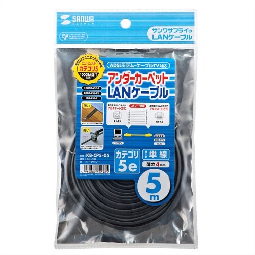 SANWA アンダーカーペットLANケーブル(グレ