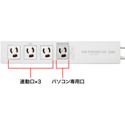 SANWA パソコン連動タップ(USB感知式)