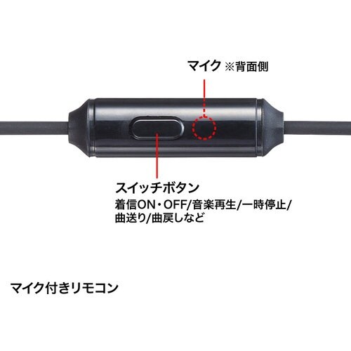 SANWA マイク付きステレオイヤホン