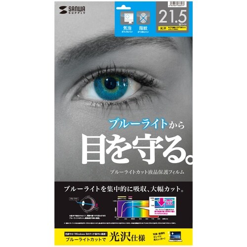 SANWA 21.5型ワイド対応ブルーライトカット
