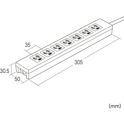 SANWA 電源タップ(3P・7個口・2m)