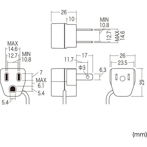 SANWA 3P→2P変換アダプタ10個セット絶縁