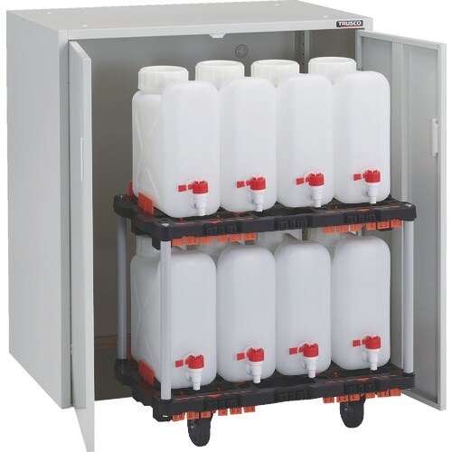 TRUSCO コック付きポリ扁平缶保管庫 コンペイ