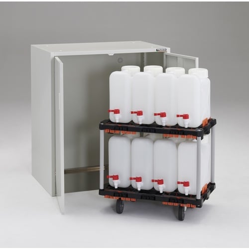 TRUSCO コック付きポリ扁平缶保管庫 コンペイ