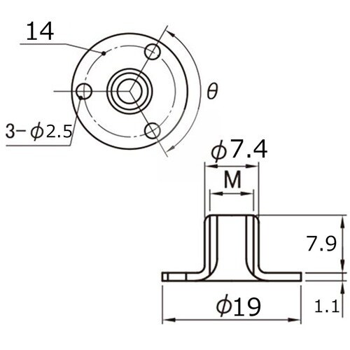 WAKI M6ネジ用受座 19XM6