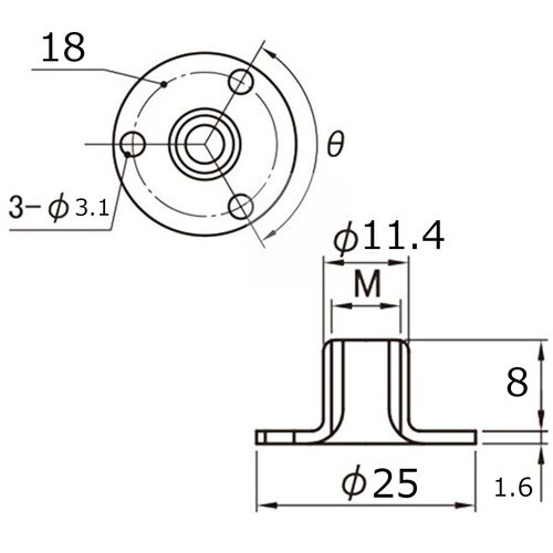 WAKI M6ネジ用受座 25XM8