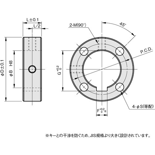 IWATA セットカラー キー溝付4穴 黒染め