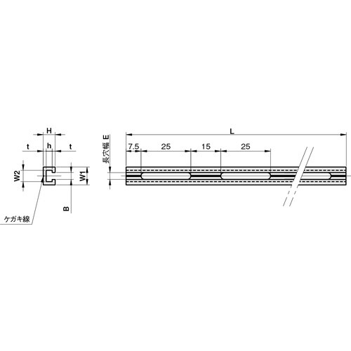 IWATA センサレール ストレートレール 長穴付