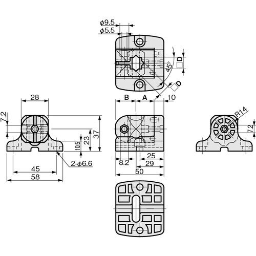 IWATA 取付ベースS (角シャフト用)