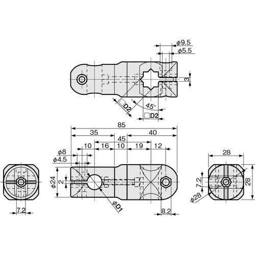 IWATA XYフリージョイント (丸−角シャフト