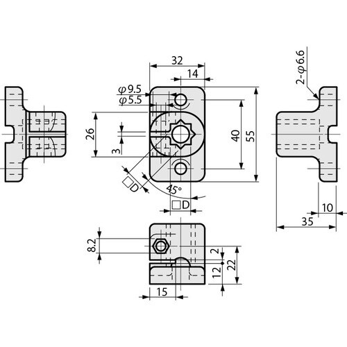IWATA 取付ベースR (角シャフト用)