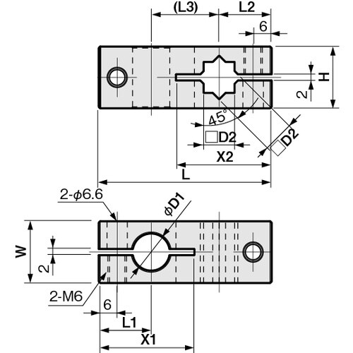 IWATA XY固定ジョイント (丸−角シャフト用